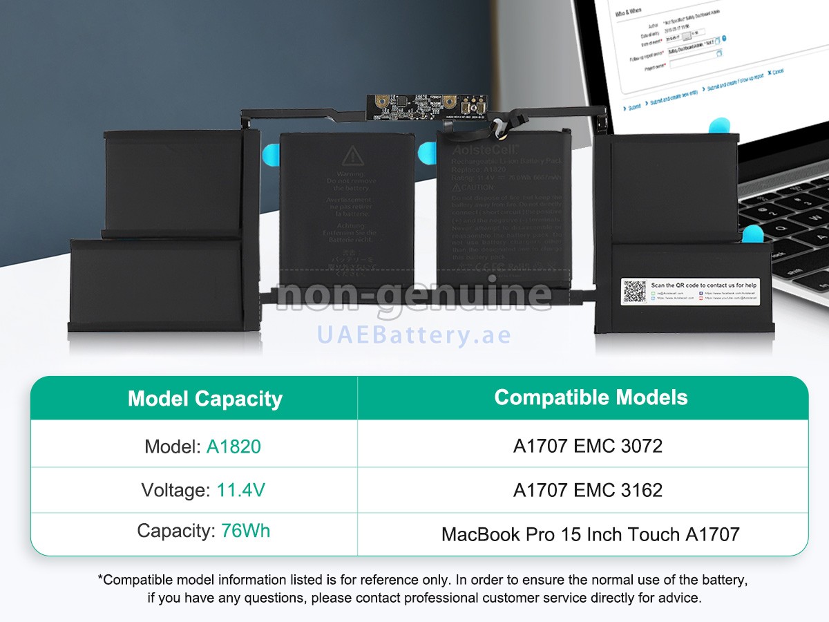 بطارية Apple MacBook Pro Core I7 3.1GHZ 15.4 inch TOUCH A1707(EMC 3162)